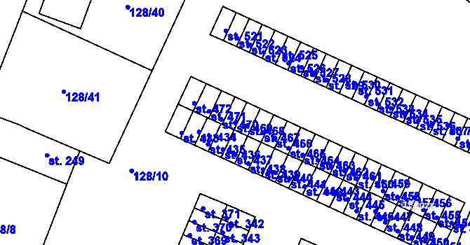 Parcela st. 469 v KÚ Horní Lomany, Katastrální mapa