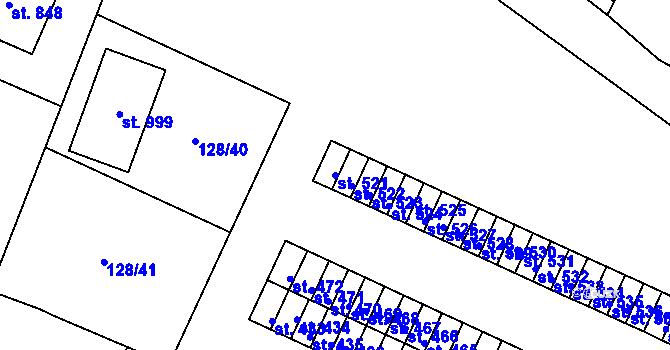 Parcela st. 521 v KÚ Horní Lomany, Katastrální mapa