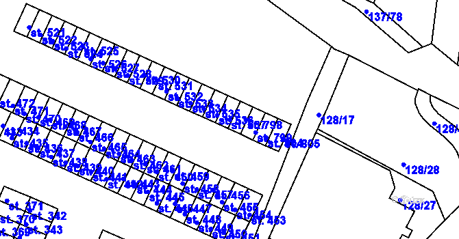 Parcela st. 537 v KÚ Horní Lomany, Katastrální mapa
