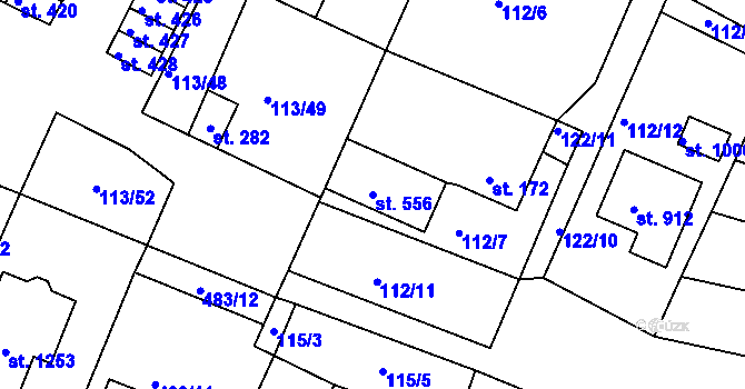 Parcela st. 556 v KÚ Horní Lomany, Katastrální mapa