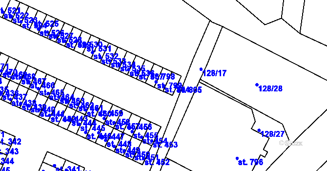 Parcela st. 804 v KÚ Horní Lomany, Katastrální mapa