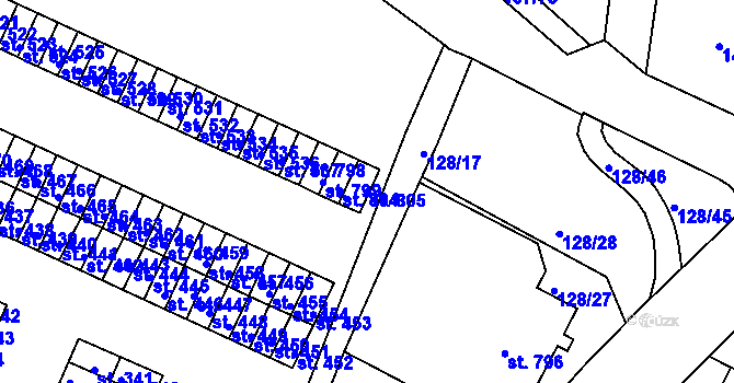 Parcela st. 805 v KÚ Horní Lomany, Katastrální mapa