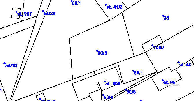 Parcela st. 60/5 v KÚ Horní Lomany, Katastrální mapa