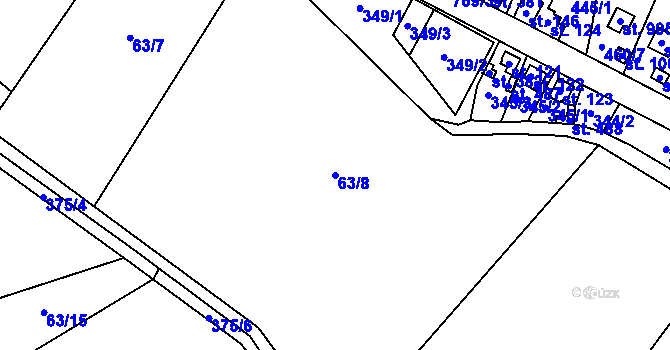 Parcela st. 63/8 v KÚ Horní Lomany, Katastrální mapa