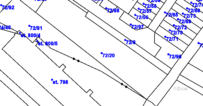 Parcela st. 72/20 v KÚ Horní Lomany, Katastrální mapa