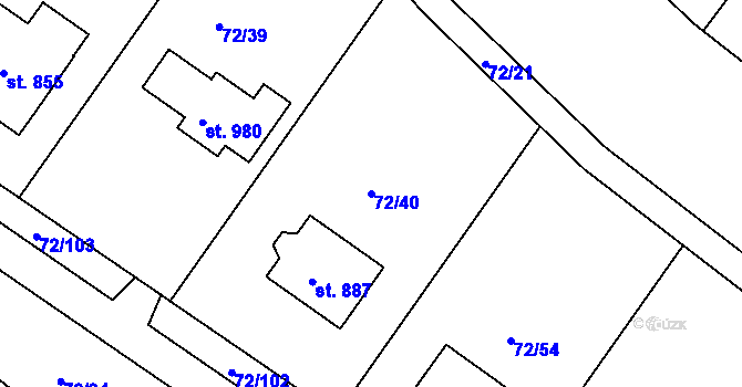 Parcela st. 72/40 v KÚ Horní Lomany, Katastrální mapa