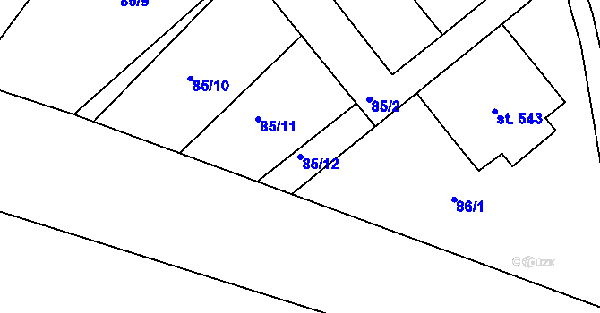 Parcela st. 85/12 v KÚ Horní Lomany, Katastrální mapa