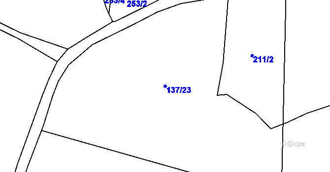 Parcela st. 137/23 v KÚ Horní Lomany, Katastrální mapa
