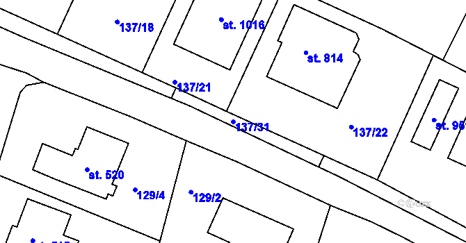 Parcela st. 137/31 v KÚ Horní Lomany, Katastrální mapa