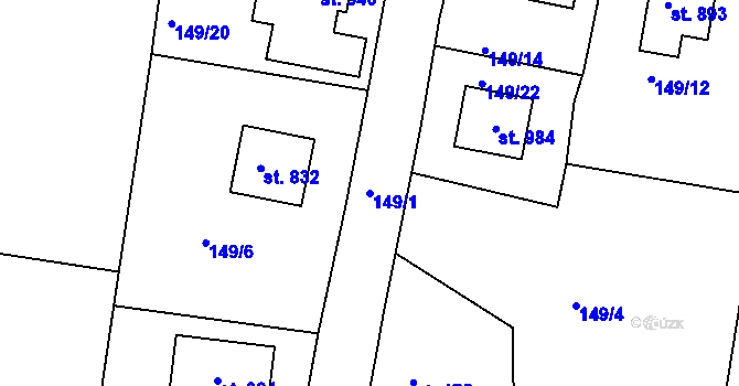 Parcela st. 149/1 v KÚ Horní Lomany, Katastrální mapa