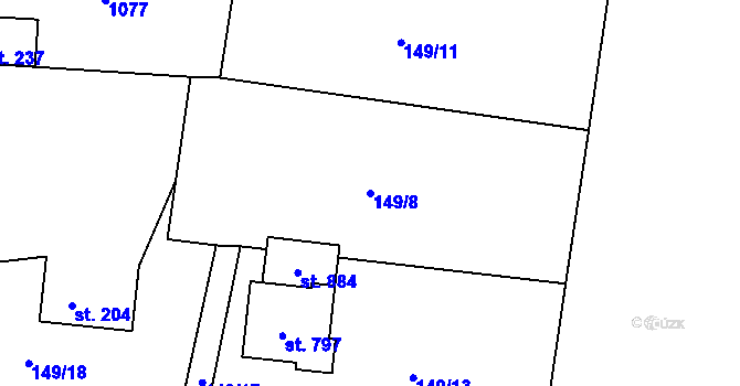 Parcela st. 149/8 v KÚ Horní Lomany, Katastrální mapa