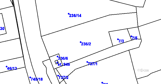 Parcela st. 236/2 v KÚ Horní Lomany, Katastrální mapa