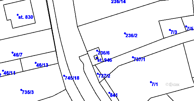 Parcela st. 236/6 v KÚ Horní Lomany, Katastrální mapa