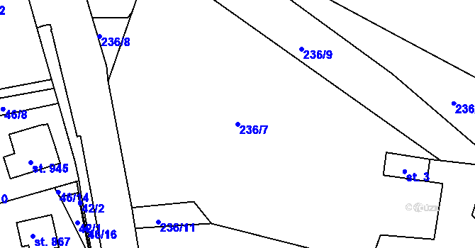Parcela st. 236/7 v KÚ Horní Lomany, Katastrální mapa