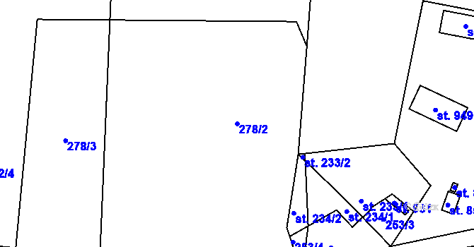 Parcela st. 278/2 v KÚ Horní Lomany, Katastrální mapa