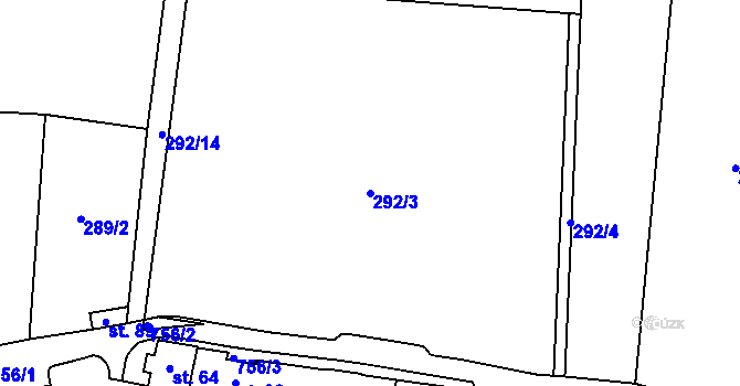 Parcela st. 292/3 v KÚ Horní Lomany, Katastrální mapa