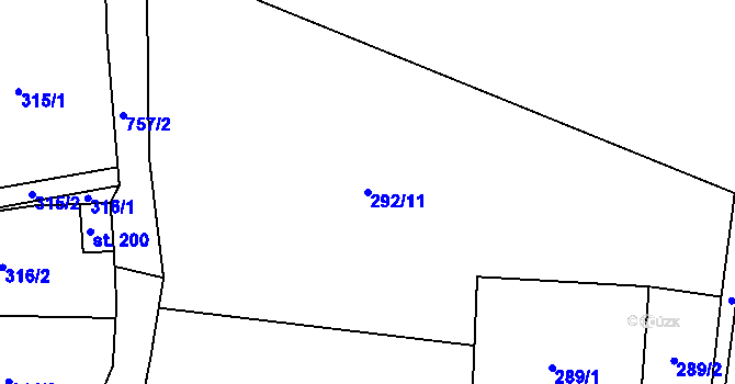 Parcela st. 292/11 v KÚ Horní Lomany, Katastrální mapa