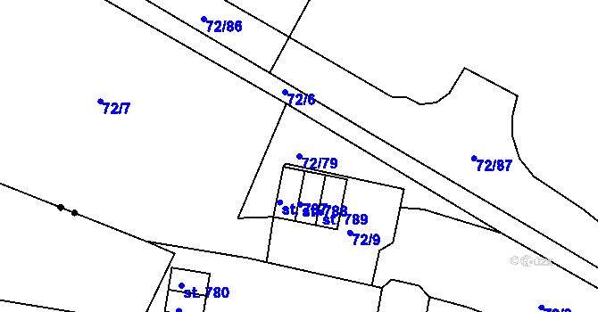 Parcela st. 72/79 v KÚ Horní Lomany, Katastrální mapa
