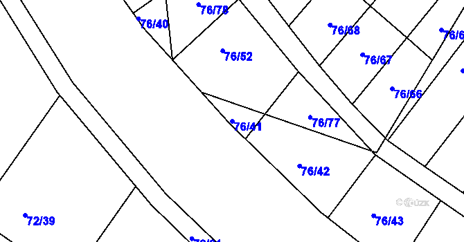 Parcela st. 76/41 v KÚ Horní Lomany, Katastrální mapa
