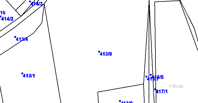 Parcela st. 413/8 v KÚ Horní Lomany, Katastrální mapa