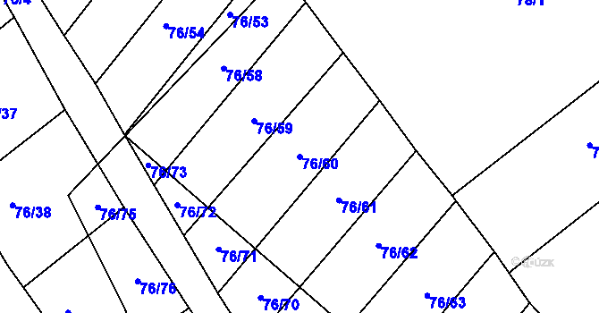 Parcela st. 76/60 v KÚ Horní Lomany, Katastrální mapa