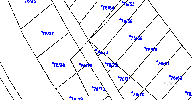 Parcela st. 76/73 v KÚ Horní Lomany, Katastrální mapa