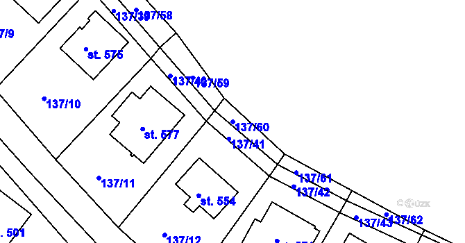 Parcela st. 137/60 v KÚ Horní Lomany, Katastrální mapa