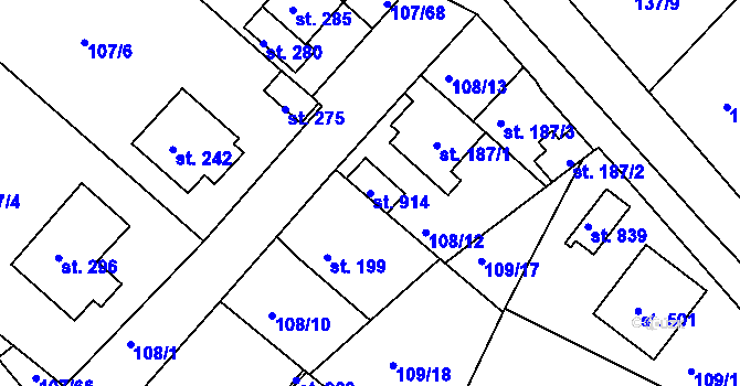 Parcela st. 914 v KÚ Horní Lomany, Katastrální mapa