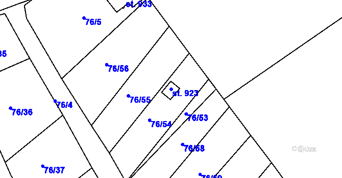 Parcela st. 923 v KÚ Horní Lomany, Katastrální mapa