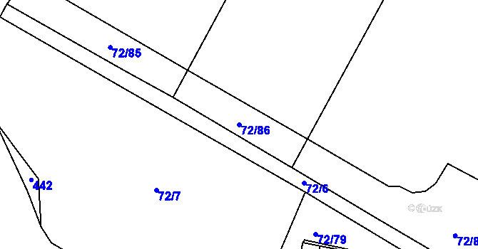Parcela st. 72/86 v KÚ Horní Lomany, Katastrální mapa
