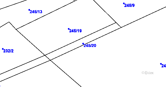 Parcela st. 245/20 v KÚ Horní Lomany, Katastrální mapa
