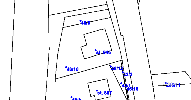 Parcela st. 945 v KÚ Horní Lomany, Katastrální mapa