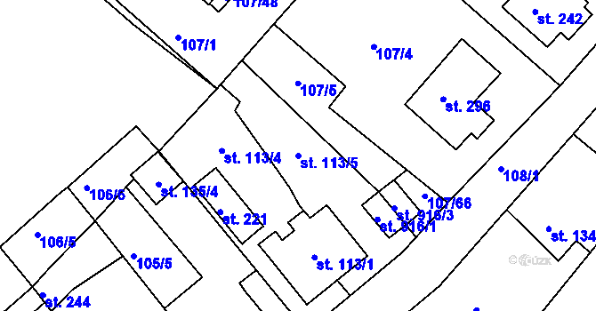 Parcela st. 113/5 v KÚ Horní Lomany, Katastrální mapa
