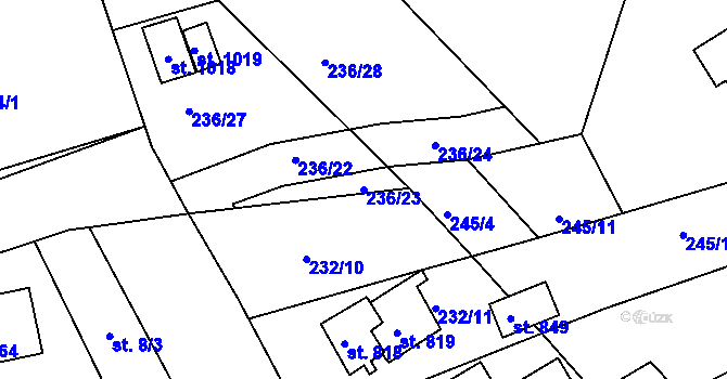Parcela st. 236/23 v KÚ Horní Lomany, Katastrální mapa