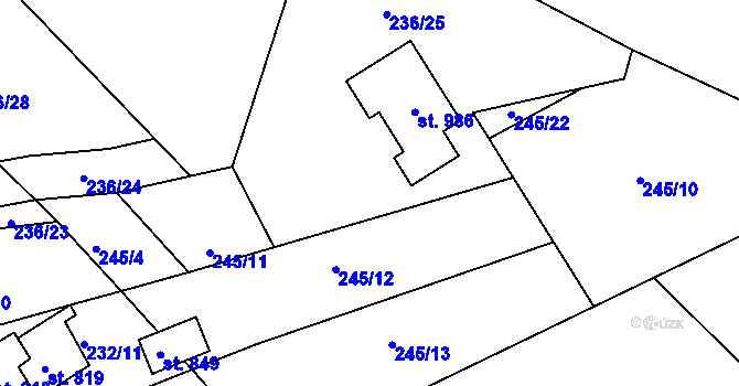 Parcela st. 245/21 v KÚ Horní Lomany, Katastrální mapa