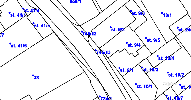 Parcela st. 745/13 v KÚ Horní Lomany, Katastrální mapa