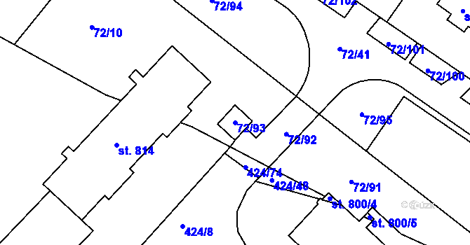 Parcela st. 72/93 v KÚ Horní Lomany, Katastrální mapa