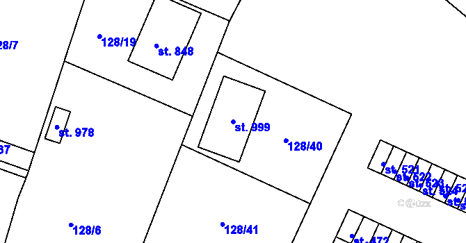 Parcela st. 999 v KÚ Horní Lomany, Katastrální mapa