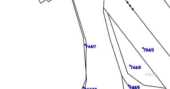 Parcela st. 744/7 v KÚ Krapice, Katastrální mapa