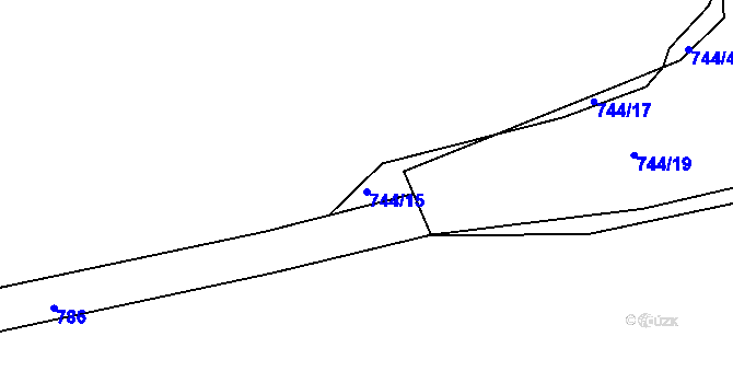 Parcela st. 744/15 v KÚ Krapice, Katastrální mapa