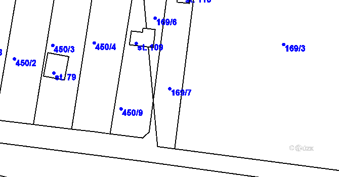 Parcela st. 169/7 v KÚ Krapice, Katastrální mapa
