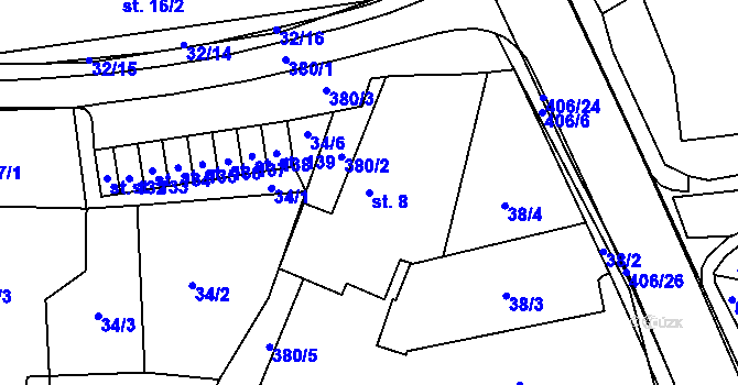 Parcela st. 8 v KÚ Slatina u Františkových Lázní, Katastrální mapa