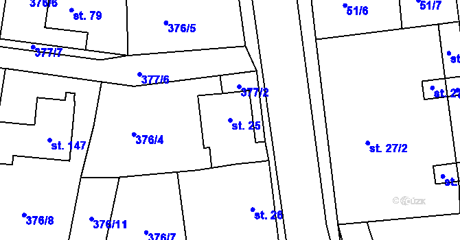 Parcela st. 25 v KÚ Slatina u Františkových Lázní, Katastrální mapa