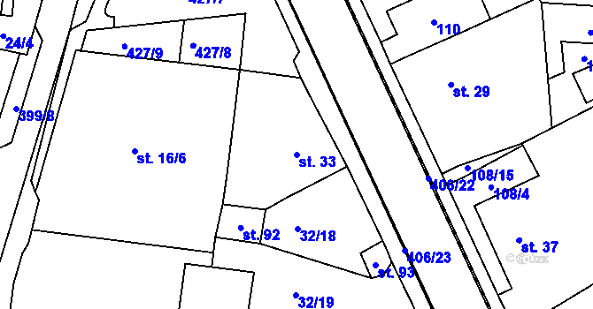 Parcela st. 33 v KÚ Slatina u Františkových Lázní, Katastrální mapa