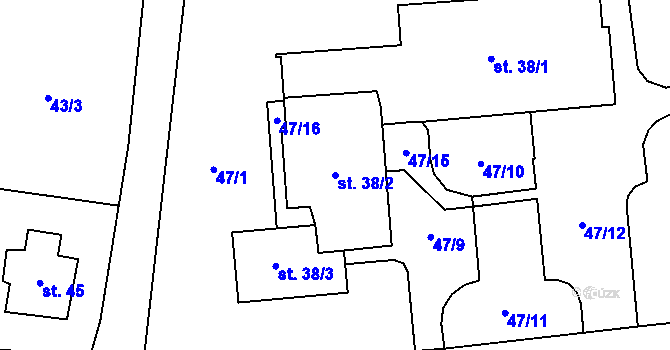 Parcela st. 38/2 v KÚ Slatina u Františkových Lázní, Katastrální mapa