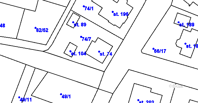 Parcela st. 74 v KÚ Slatina u Františkových Lázní, Katastrální mapa