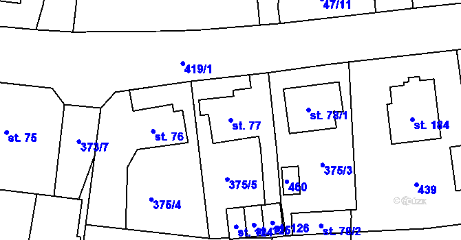 Parcela st. 77 v KÚ Slatina u Františkových Lázní, Katastrální mapa