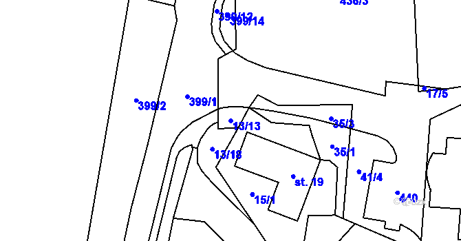 Parcela st. 13/13 v KÚ Slatina u Františkových Lázní, Katastrální mapa