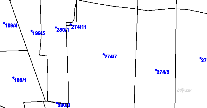 Parcela st. 274/7 v KÚ Slatina u Františkových Lázní, Katastrální mapa