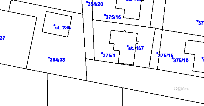 Parcela st. 375/1 v KÚ Slatina u Františkových Lázní, Katastrální mapa